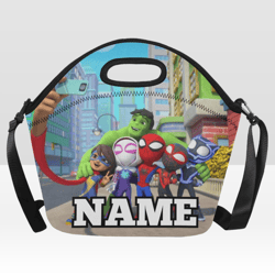 Custom NAME Spidey and amazing friends Neoprene Lunch Bag, Lunch Box