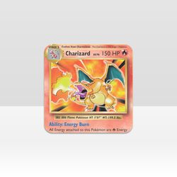 Charizard Card Cup Coaster, Square Drink Coaster, Round Coffee Coaster