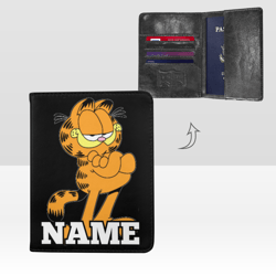 Garfield Passport Cover Custom NAME, Passport Holder High-Grade Microfiber Leather