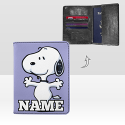 Snoopy Passport Cover Custom NAME, Passport Holder High-Grade Microfiber Leather