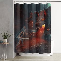 old school runescape cerberus osrs shower curtain