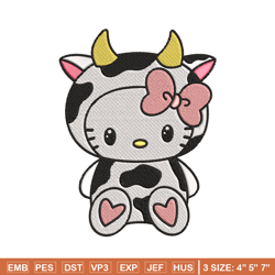 Cow Hello Kitty Embroidery Design, Hello Kitty Embroidery, Embroidery File, Cartoon shirt, Digital download.