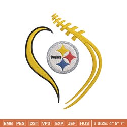Heart Pittsburgh Steelers embroidery design, Steelers embroidery, NFL embroidery, sport embroidery, embroidery design