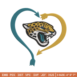 Jacksonville Jaguars Heart embroidery design, Jaguars embroidery, NFL embroidery, sport embroidery, embroidery design.