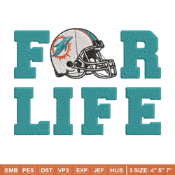 Miami Dolphins For Life embroidery design, Miami Dolphins embroidery, NFL embroidery, logo sport embroidery.