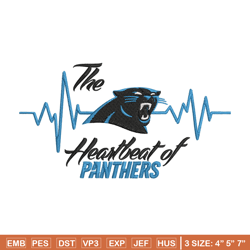 The heartbeat of Carolina Panthers embroidery design, Carolina Panthers embroidery, NFL embroidery, sport embroidery.