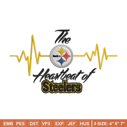 The heartbeat of Pittsburgh Steelers embroidery design, Steelers embroidery, NFL embroidery, logo sport embroidery.