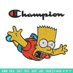 Bart Simpson Champion Embroidery design, Simpson Embroidery, cartoon design, Embroidery File, Instant download.