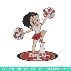 Cheer Betty Boop San Francisco 49ers embroidery design, 49ers embroidery, NFL embroidery, logo sport embroidery.
