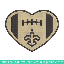 Heart New Orleans Saints embroidery design, New Orleans Saints embroidery, NFL embroidery, logo sport embroidery.