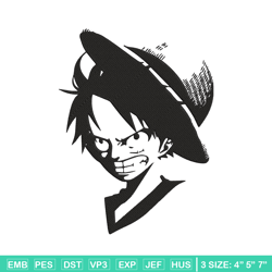 Luffy black Embroidery Design, One piece Embroidery, Embroidery File, Anime Embroidery, Anime shirt, Digital download