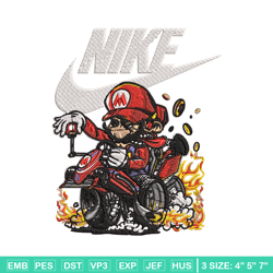 Mario car Nike Embroidery design, Mario car game Embroidery, Nike design, Embroidery file, logo shirt, Instant download.
