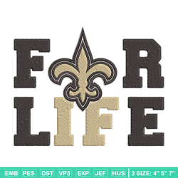 New Orleans Saints For Life embroidery design, New Orleans Saints embroidery, NFL embroidery, logo sport embroidery.