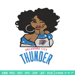 Oklahoma Thunder girl embroidery design, NBA embroidery, Sport embroidery, Embroidery design, Logo sport embroidery