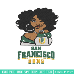 San Francisco Dons girl embroidery design, NCAA embroidery, Embroidery design, Logo sport embroidery,Sport embroidery