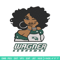Wagner Seahawks girl embroidery design,NCAA embroidery, Embroidery design, Logo sport embroidery, Sport embroidery.