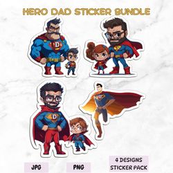 Hero Dad stickers bundle PNG, Dad-icated to Being Awesome, Dad-Engineered Excellence