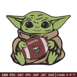 Baby Yoda Minnesota Vikings embroidery design, Vikings embroidery, NFL embroidery, sport embroidery, embroidery design.
