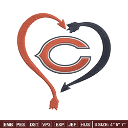 Chicago Bears Heart embroidery design, Chicago Bears embroidery, NFL embroidery, sport embroidery, embroidery design. (2