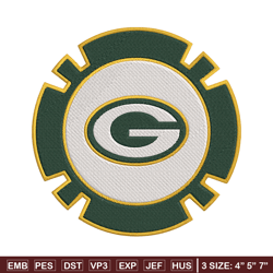 Green Bay Packers Poker Chip Ball embroidery design, Packers embroidery, NFL embroidery, logo sport embroidery.