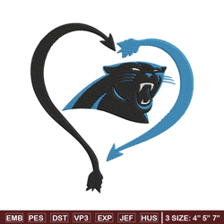 Heart Carolina Panthers embroidery design, Carolina Panthers embroidery, NFL embroidery, logo sport embroidery.