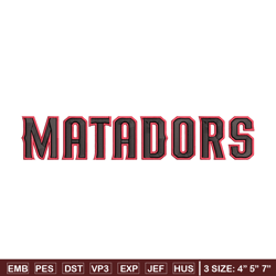 Northridge Matadors logo embroidery design, Sport embroidery, logo sport embroidery,Embroidery design, NCAA embroidery.