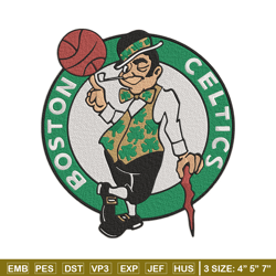 Boston Celtics mascot embroidery design, NBA embroidery, Sport embroidery, Logo sport embroidery, Embroidery design.