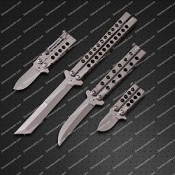Lots of 4 High Carbon Filipino Balisongs butterfly Trainer Practice Knife world class Knives With Sheath