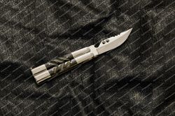 High Carbon Steel Filipino Balisongs Butterfly Stainless Steel with Ram Horn Inserts Knives World Class Knives Sheath