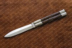 D2 tool steel Filipino Balisongs butterfly Stainless Steel walnut burl wood Inserts black Mamba knives world class knive