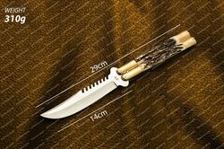 D2 Tool Steel Filipino Balisongs Butterfly Stainless Steel Brass with Philippine Deer Horn Inserts  World Class Knives
