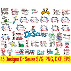 45 Designs Bundle Dr Seuss svg , Cat In The Hat png, Bundle Dr Seuss Teacher quote svg