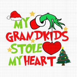 My Grandkids Stole My Heart Svg, Grandkids Svg, Grinch Christmas Svg
