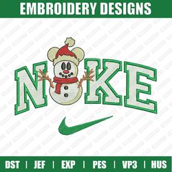 Nike Snowman Mickey Mouse Embroidery Designs, Christmas Embroidery Designs, Nike Christmas Designs, Instant Download