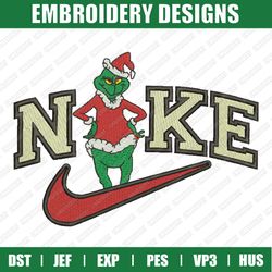 Nike Grinch Embroidery Designs, Christmas Embroidery Designs, Nike Christmas Designs, Instant Download