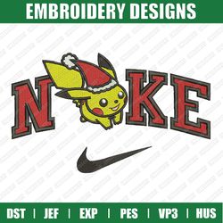 Nike Pikachu Santa Embroidery Designs, Christmas Embroidery Designs, Nike Christmas Designs, Instant Download