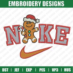 Gingerbread Christmas Nike Embroidery Designs, Christmas Embroidery Designs, Nike Christmas Designs, Instant Download