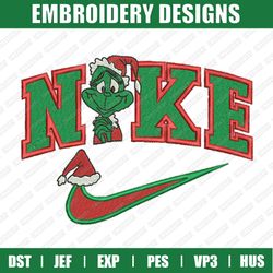 Nike Grinch Embroidery Designs, Christmas Embroidery Designs, Nike Christmas Designs, Instant Download