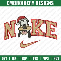 Nike Goofy Santa Hat Embroidery Designs, Christmas Embroidery Designs, Nike Christmas Designs, Instant Download