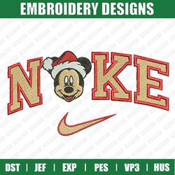 Nike Mickey Santa Embroidery Designs, Christmas Embroidery Designs, Nike Christmas Designs, Instant Download