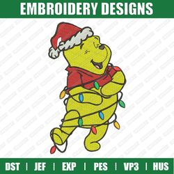 Winnie The Pooh Christmas Lights Embroidery Designs, Disney Christmas Embroidery Designs, Disney Christmas Designs, Inst