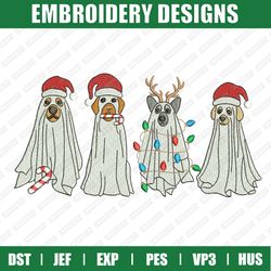 Four Ghost Dog Spooky Embroidery Files, Christmas Embroidery Designs, Four Ghost Dog Spooky Embroidery Designs Files, In