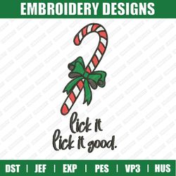 Lick Itself Christmas Candy Cane Embroidery Files, Christmas Embroidery Designs, Christmas Candy Cane Embroidery Designs
