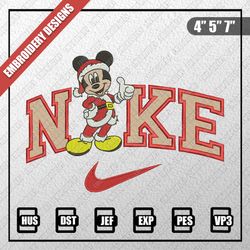 Christmas Embroidery Designs, Nike Christmas Designs, Nike Mickey Mouse Embroidery Designs, Digital Download