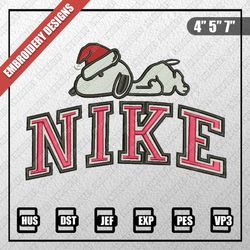 Christmas Embroidery Designs, Nike Christmas Designs, Snoopy Nike Christmas Embroidery Designs, Digital Download