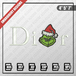 Dior Grinch Embroidery Files, Christmas Embroidery Designs, Grinch Embroidery Designs Files, Instant Download