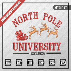North Pole University Embroidery Files, Christmas Embroidery Designs, North Pole University Embroidery Designs Files, In