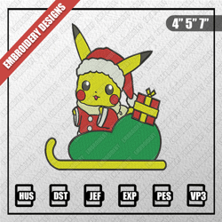 Pikachu Christmas Embroidery Files, Christmas Embroidery Designs, Christmas Embroidery Designs Files, Instant Download
