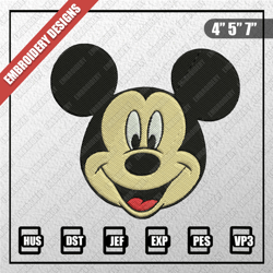 Mickey Face Embroidery Files, Disney Embroidery Designs, Mickey Embroidery Designs Files, Instant Download