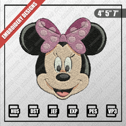Minnie Face Embroidery Files, Disney Embroidery Designs, Minnie Embroidery Designs Files, Instant Download